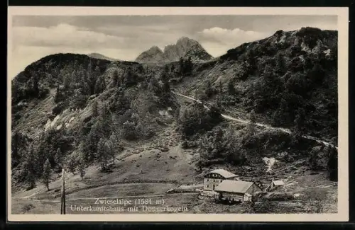 AK Gosau, Zwieselalpe mit Unterkunftshaus & Donnerkogeln