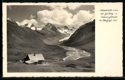 AK Schönwieshütte, Panorama mit Gaisberg und Rotmoosgletscher