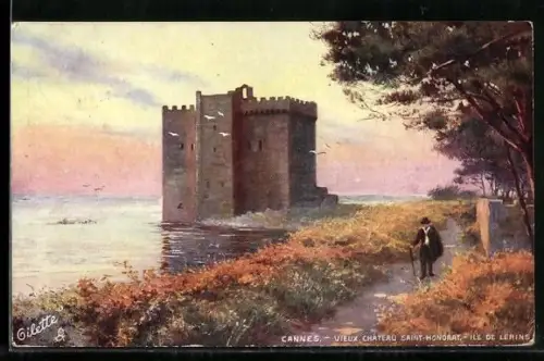 Künstler-AK Cannes, vieux Château Saint Honorat