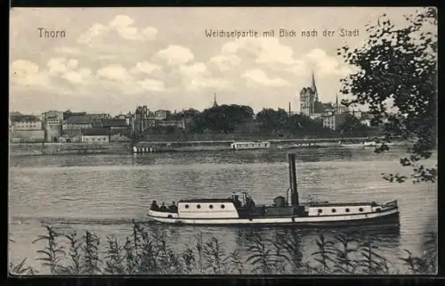 AK Thorn / Torun, Weichselpartie mit Blick nach der Stadt