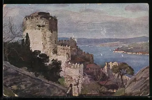 Künstler-AK Georg Macco: Kastell Rumeli Hissar am Bosporus