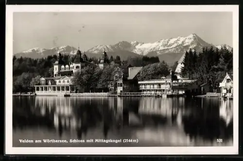 AK Velden, Schloss vom Wörthersee aus