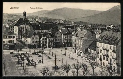 AK Zabern, Shclossplatz mit Restaurant
