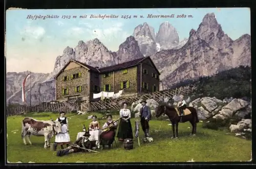 AK Hofpürglhütte, Gesamtansicht mit Bischofmütze und Mosermandl