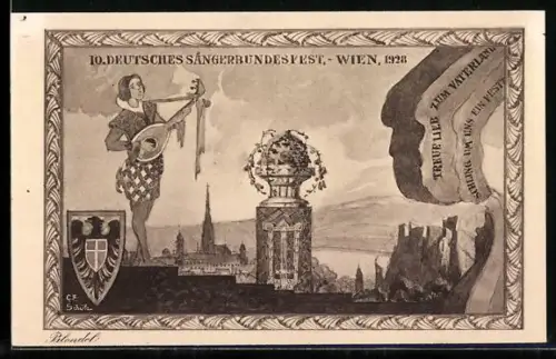 Künstler-AK G. F. Schüle: Wien, 10. Deutsches Sängerfest 1928