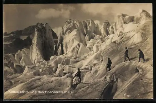 AK Überschreitung des Rhonegletschers, Bergsteiger