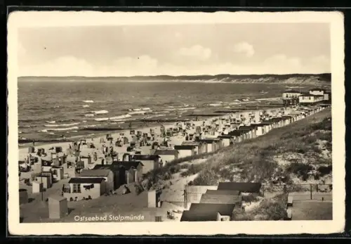 AK Stolpmünde /Ostsee, Strand und Bucht aus der Vogelschau