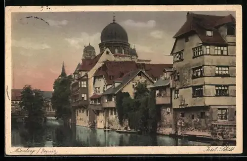 AK Nürnberg, Synagoge auf der Insel Schütt