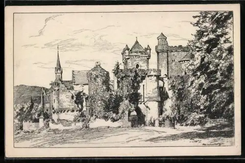 Künstler-AK Otto Ubbelohde: Lauterbach /Hessen, Löwenburg