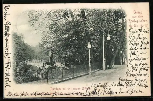 AK Berlin, Zoologischer Garten, Rundweg mit der neuen Brücke