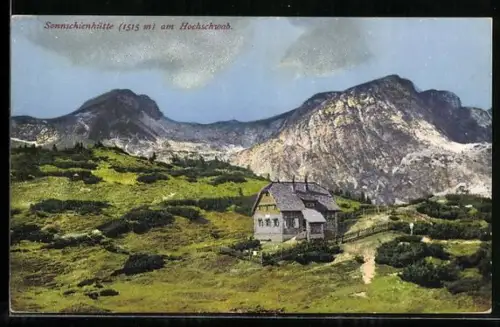 AK Sonnschienhütte, Hasuansicht mit Hochschwab