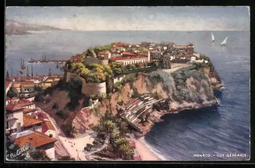 Künstler-AK Monaco, Vue Generale