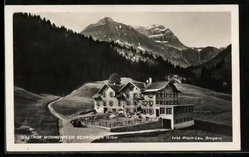 AK Schröcken, Gasthof Mohnenfluh mit Bergpanorama