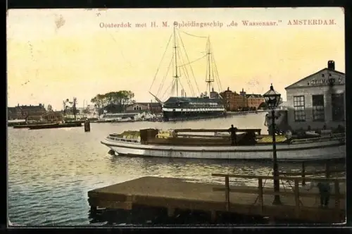 AK Amsterdam, Oosterdok met h. M. Opleidingsschip de Wassenaar