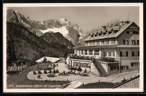 AK Kreuzeckhaus mit Zugspitze