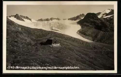 AK Vernagthütte, Ansicht mit Vernagtgletscher