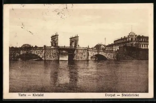 AK Tartu-Dorpat, Blick auf die Steinbrücke