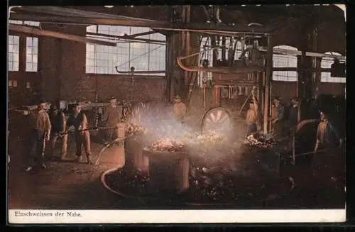 AK Einschweissen der Nabe, Fabrikarbeiter