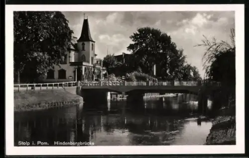 AK Stolp i. Pom., Blick zur Hindenburgbrücke