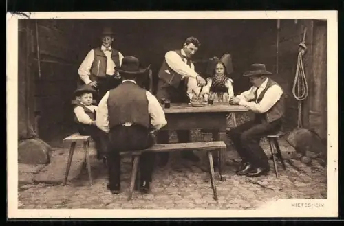 AK Mietesheim, Familie am Tisch