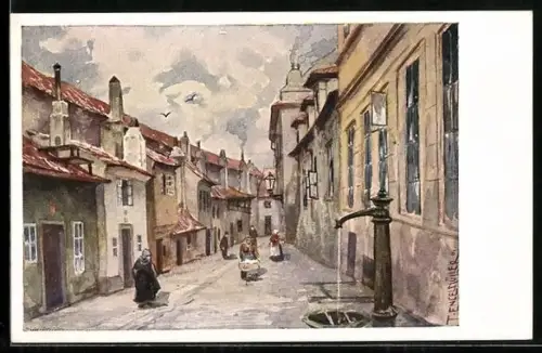 Künstler-AK Ferdinand Engelmüller: Prag, Zlata Ulicka