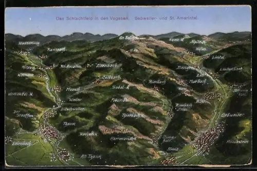 AK Gebweiler, Das Schlachtfeld in den Vogesen, Panorama mit St. Amarintal