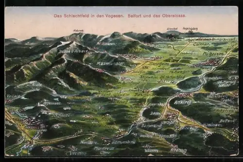 AK Belfort, das Schlachfeld in den Vogesen, Oberelsass