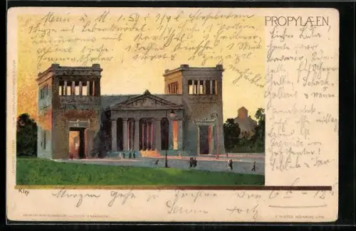Künstler-AK Heinrich Kley: München, Propylaen mit Park