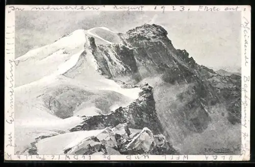 Künstler-AK Edward Theodore Compton: Schneeiger und Aperer Gipfel der Hochalmspitze
