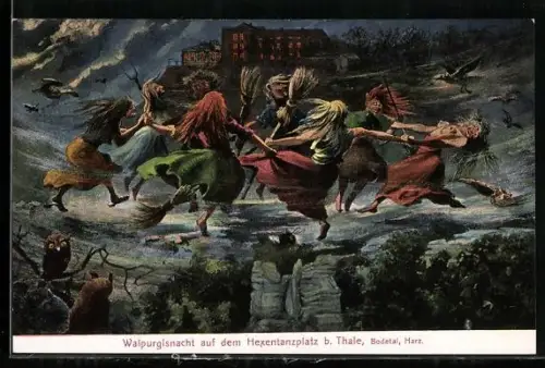 AK Thale / Harz, Walpurgisnacht auf dem Hexentanzplatz