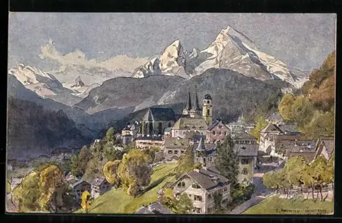 Künstler-AK Edward Harrison Compton: Berchtesgaden, Panorama