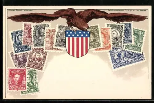 AK Präsidentenbildnisse auf den Briefmarken der Vereinigten Staaten von Amerika