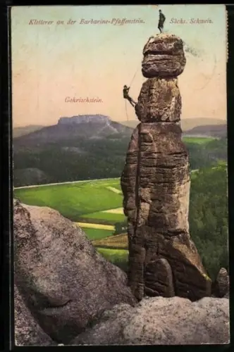 AK Kletterer an der Barbarine-Pfaffenstein in der Sächs. Schweiz