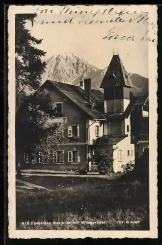 AK Faakersee, Inselhotel mit Mittagskogel