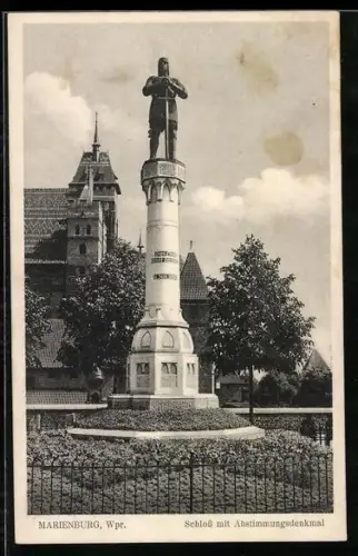 AK Marienburg-Malbork, Schloss mit Abstimmungsdenkmal