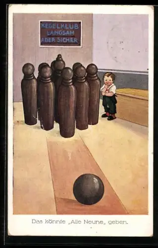 AK Langsam aber sicher, Kleiner Junge im Kegelklub