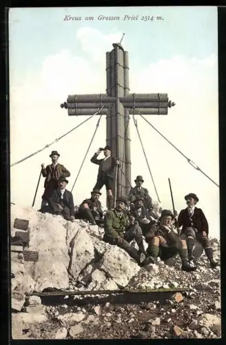 AK Kreuz am Grossen Priel mit Bergsteigern