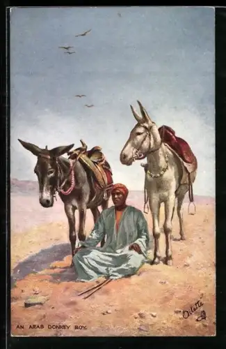 AK An Arab Donkey Boy, Araber mit Eseln