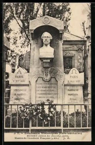 AK Paris, Père-Lachaise, Grab von Musset
