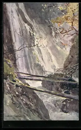 Künstler-AK Edward Harrison Compton: Idylle im Wimbachklamm