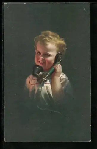Künstler-AK Knabe am Telefon