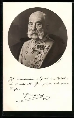 AK Portrait von Kaiser Franz Josef I. von Österreich mit Orden an seiner Brust