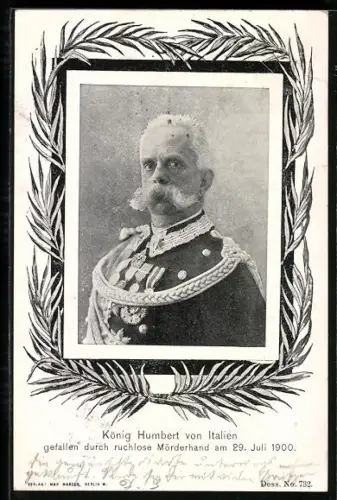 AK König Humbert von Italien in Uniform, Gefallen 1900