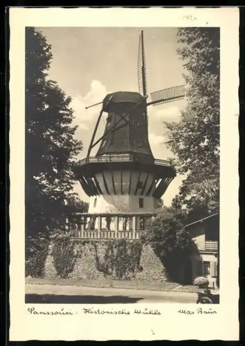 Foto-AK Max Baur: Potsdam, Sanssouci, Historische Mühle