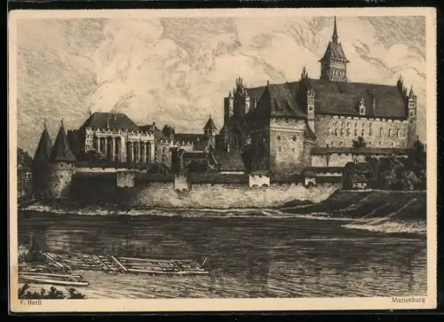 Künstler-AK Marienburg-Malbork, die Marienburg