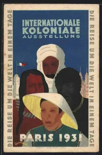 AK Paris, Exposition Coloniale Internationale 1931, Indianer, Chinese, Araber, Afrikaner