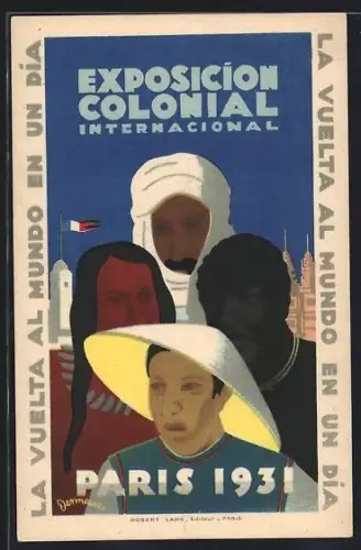 AK Paris, Exposition Coloniale Internationale 1931, Indianer, Chinese, Araber, Afrikaner