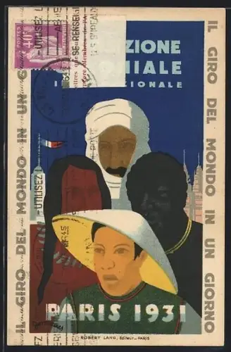 AK Paris, Exposition Coloniale Internationale 1931, Indianer, Chinese, Araber, Afrikaner
