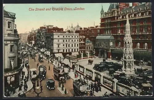 AK London, The Strands and Charing Cross, Bahnhof