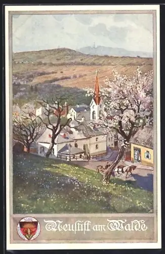 AK Deutscher Schulverein NR 327: Neustift am Walde, Kirche im Frühjahr